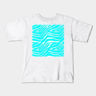 Zebra Animal Print Blue and White Pattern Kids T-Shirt